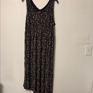 Sonoma Black and Cream Floral Midi Dress